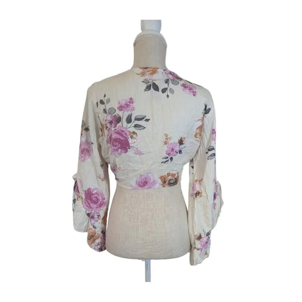 Spoon Jeans White Floral Tie Crop Top Shrug Large - Picture 4 of 4
